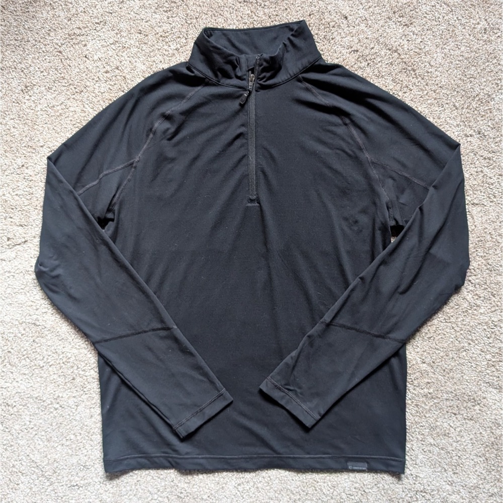 Obermeyer Mens L 1/4 Zip Pullover Mockneck Athletic Outdoor Black Hiking Layer